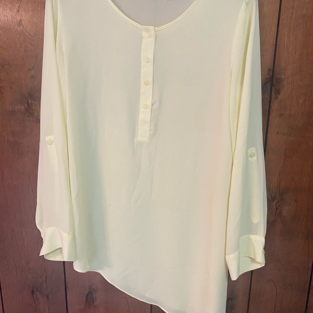 Chico's Yellow Henley Tunic with Asymmetric Hem